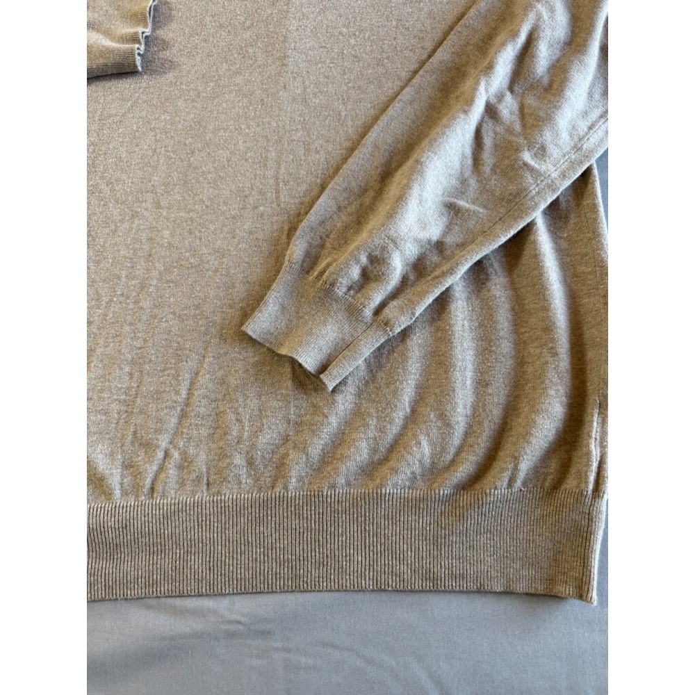 VTG Polo Ralph Lauren Sweater XL 100% PIMA COTTON Tan Pullover V Neck Pony Mens - Picture 2 of 9